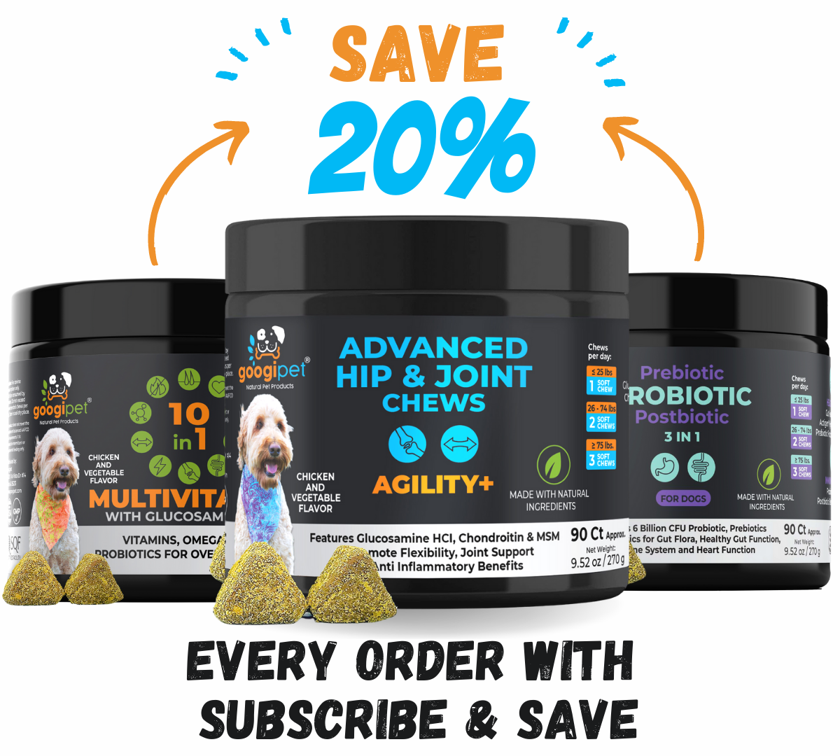 Agility+ Advanced Hip and Joint Chews for Dogs